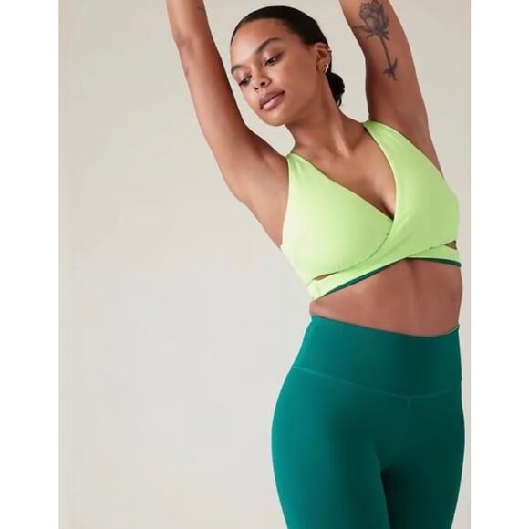 Athleta x Alicia Keys Green Reversible Wrap Sports Bra Large - Picture 1 of 10